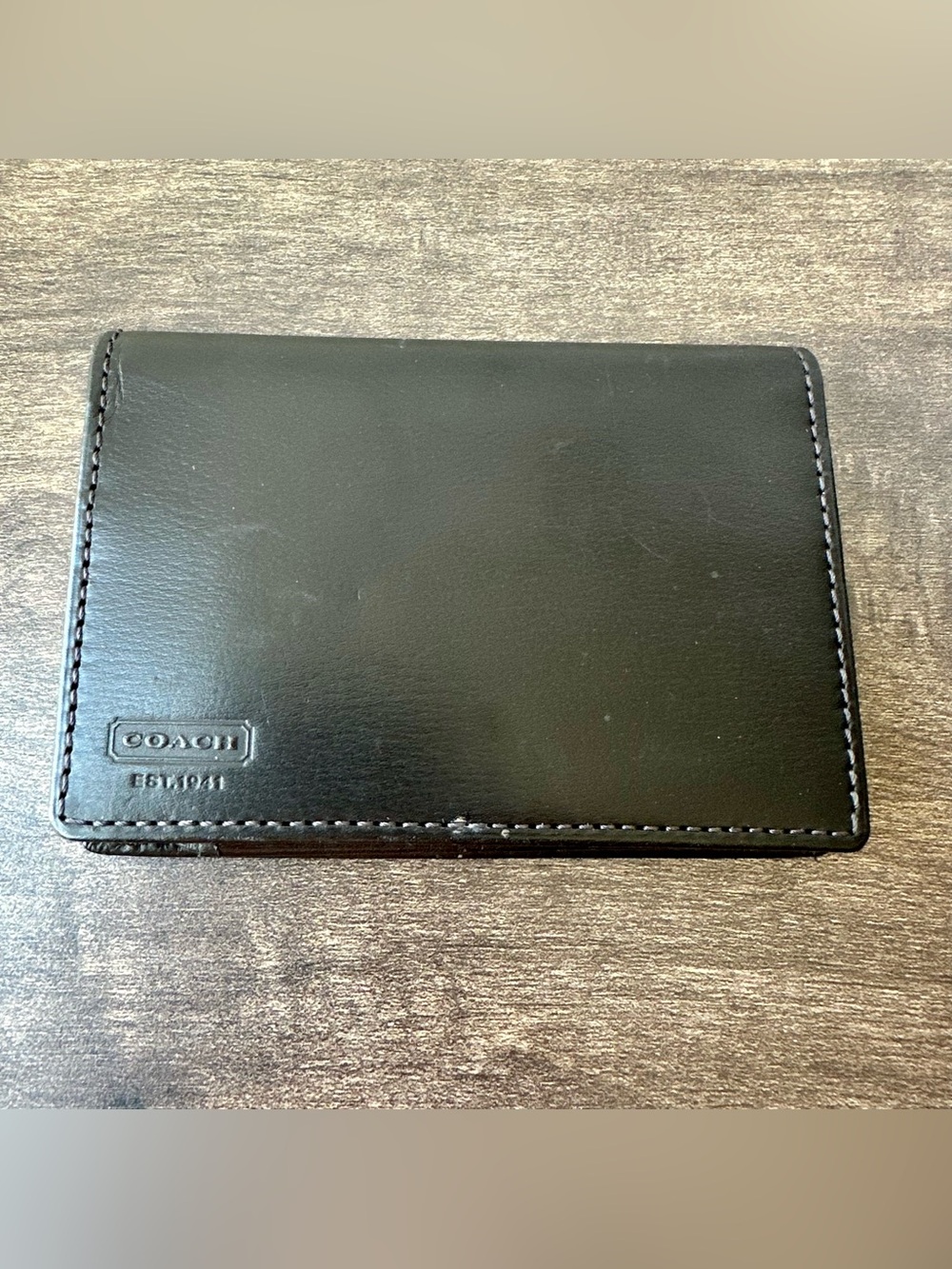 Vintage COACH Black Water Buffalo Leather Wallet - Bifold Wallet - Card Case
